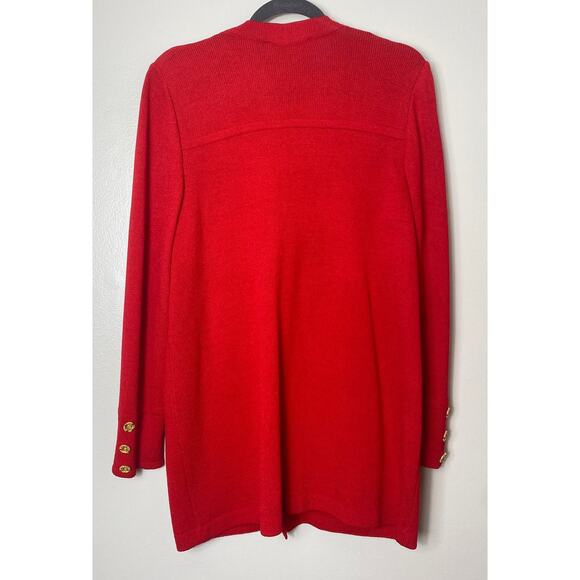 VINTAGE ST JOHN CARDIGAN JACKET SMALL RED KNIT FESTIVE HOLIDAYS CHRISTMAS - Picture 2 of 13